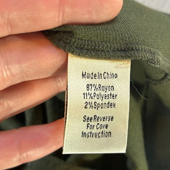 Tyler Boe Olive Green Knit Midi Dress Long Sleeve M Minimalist Stretch - Picture 4 of 6